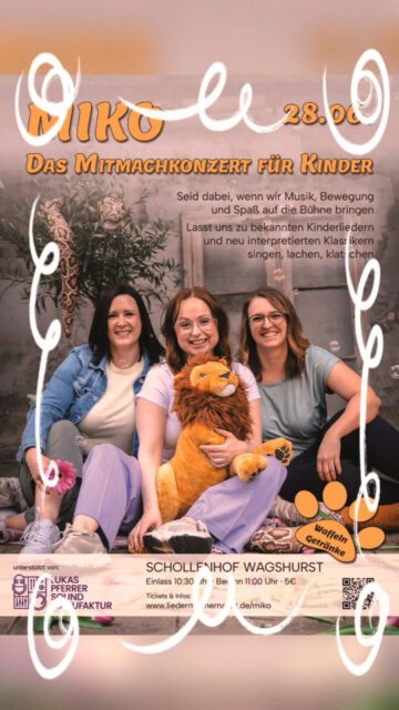 MitmachKinderKonzert auf dem #lmn25 Gelände 🎉
Das Konzert am Samstag Mittag für unseren jungen Besucher! 
Alle Infos und VVK Tickets auf der Homepage (Link in Bio)  #liedermachernacht #wagshurst #mitmachkonzert #miko #mitmachkonzertfürkinder #achern #ortenau #kinder #kinderkonzert #singen #tanzen #lachen